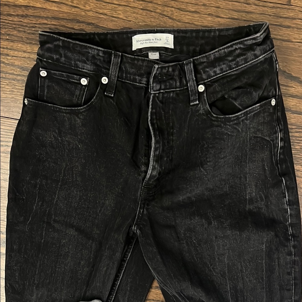 A&F Black High Rise Mom Jeans